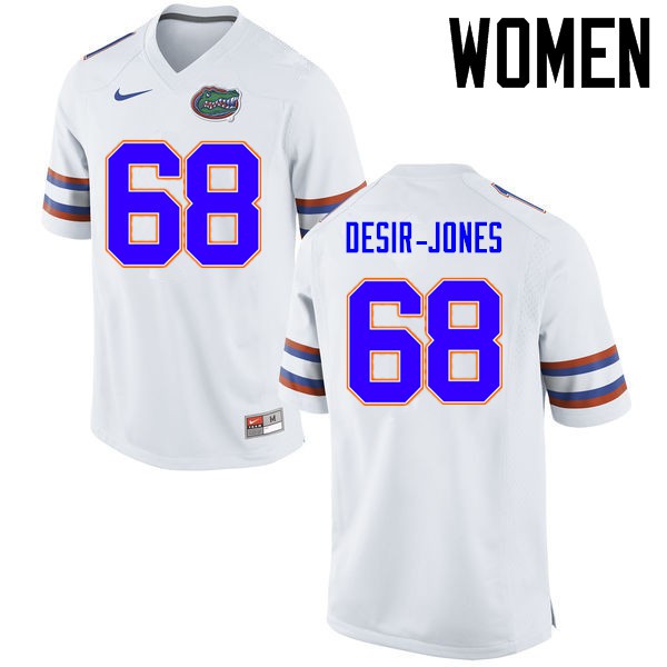 Florida Gators Women #68 Richerd Desir Jones College Football Jerseys White